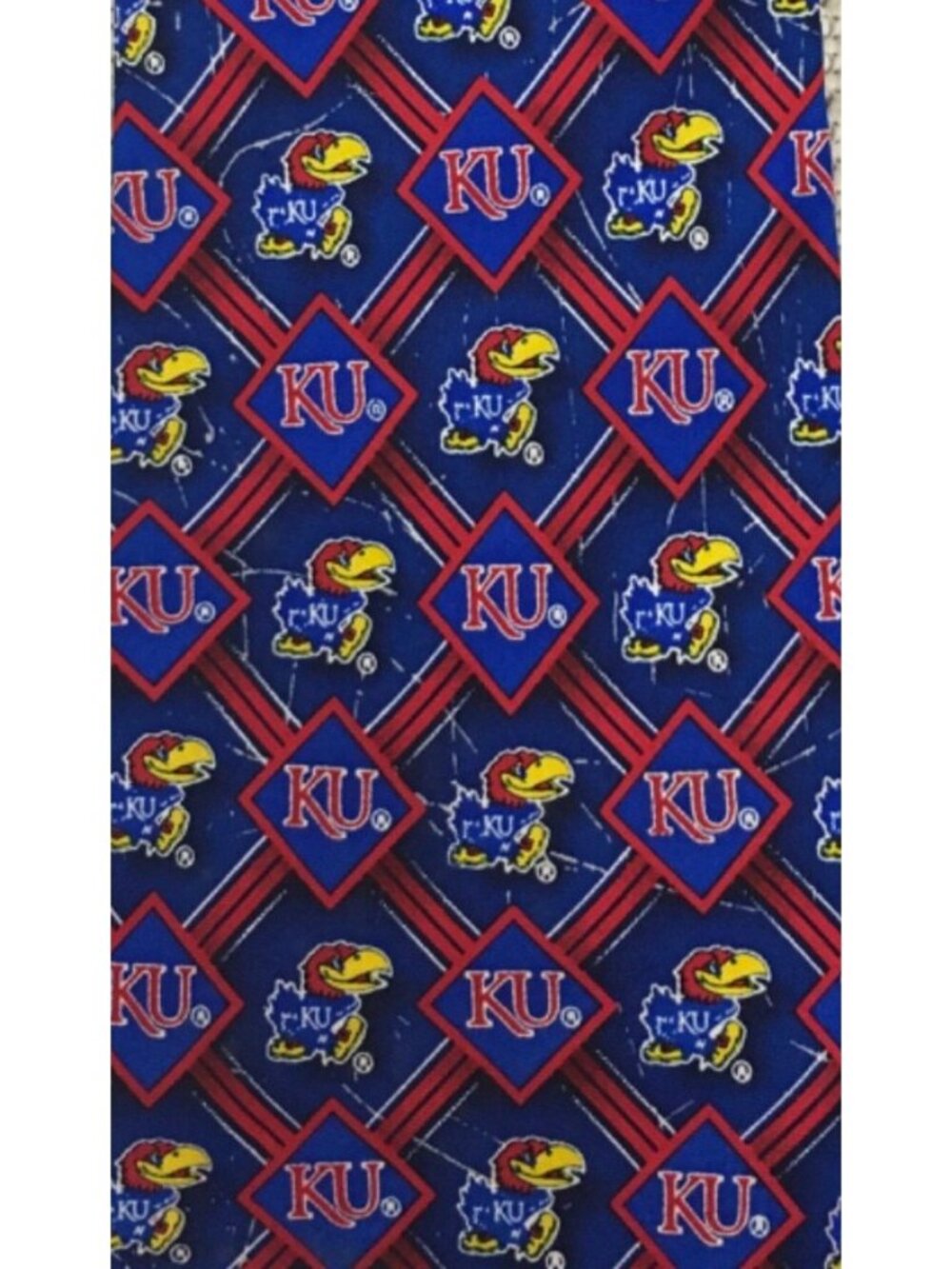 Eagles Wings Neck Tie KU Jayhawks Red Blue 100% Silk 4 in Wide 57 in Long